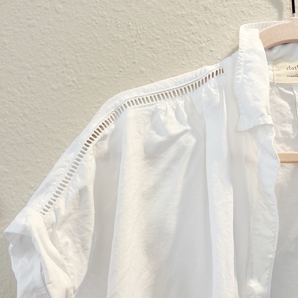 Cloth & Stone Button Down White Shirt with Eyelet Details in Shoulders size PS - Picture 4 of 7